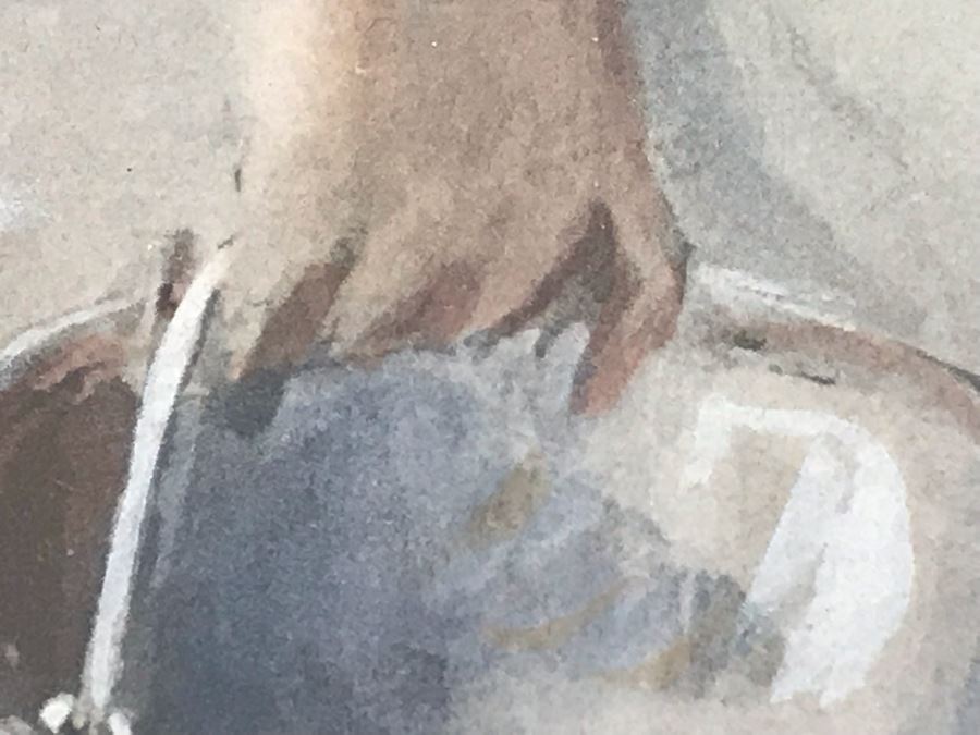 Original Vintage Seascape Painting Of Girl Carrying Pail Signed By Artist [Photo 11]