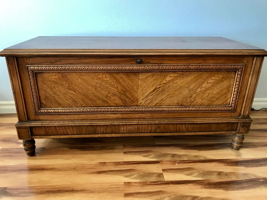 LANE Cedar Hope Chest With Carved Wood Accents Sold Empty [Photo 3]