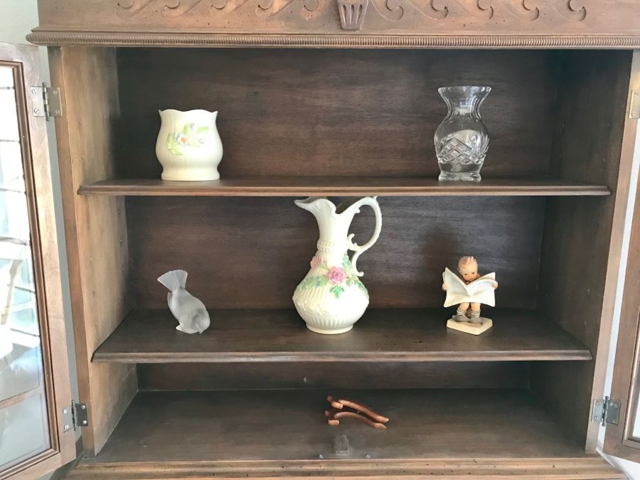 Vintage Wooden Secretary Desk With Serpentine Front And Carved Waves On Top Near Finial [Photo 6]