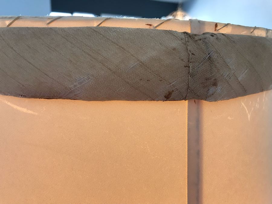 Monumental Mid-Century Glass And Metal 2-Light Lamp With Large Tapered Shade (See Photos For Damage To Shade) [Photo 11]