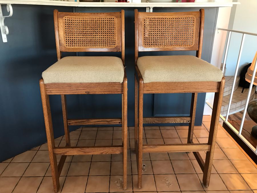 retro cane bar stools