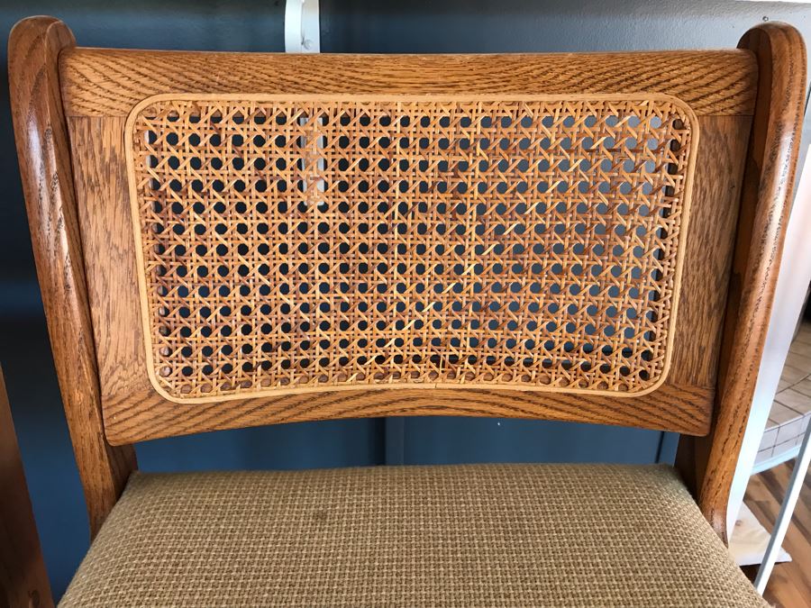 Pair Of Vintage Cane Back Barstools (Cloth Needs To Be Removed From Seat) [Photo 4]