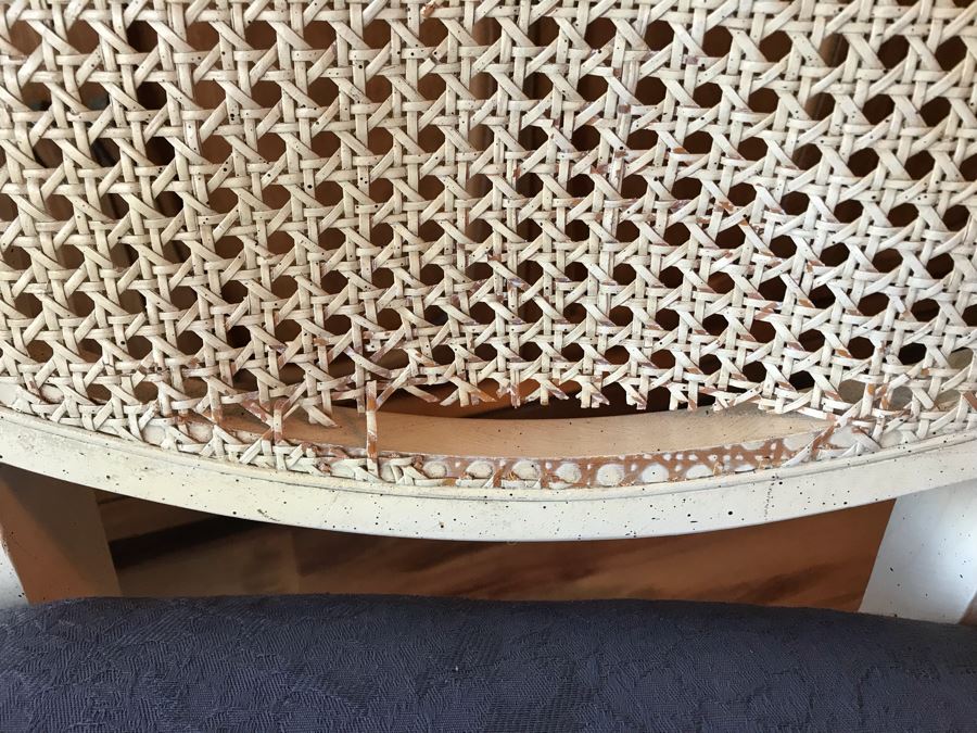 Vintage French Provincial Pedestal Dining Table With 2 Leaves (Not Shown) And (4) Cane Back Chairs (Note That Cane Backs Need To Be Replaced) [Photo 9]