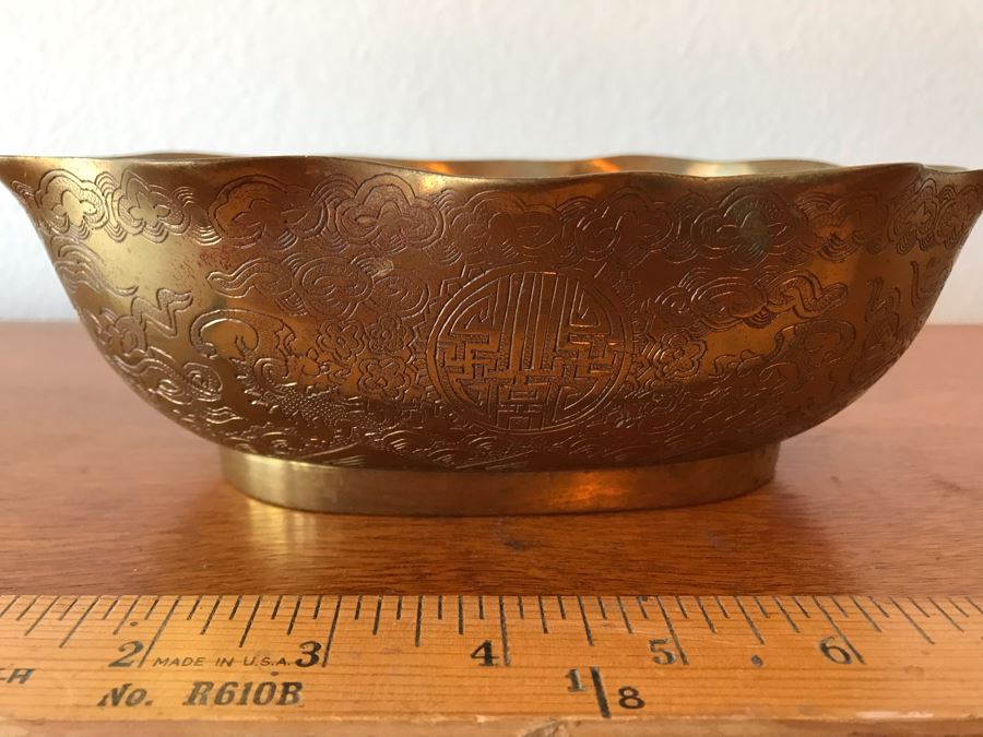Vintage Signed Asian Brass Bowl [Photo 8]