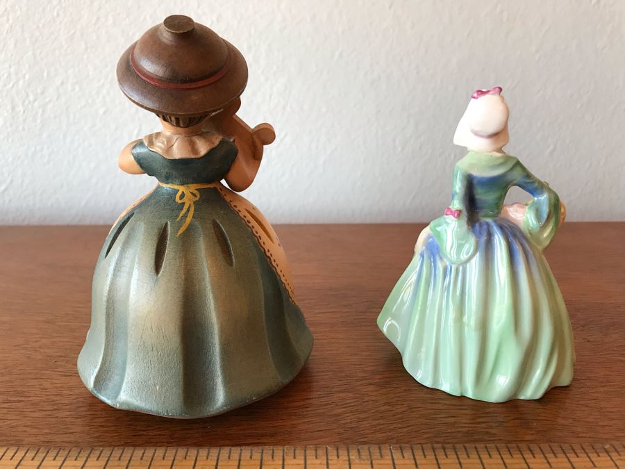 Vintage Royal Doulton Bone China 'Janet' Figurine 778640 And Wooden Anri Music Box Figurine With Reuge Swiss Movement Avril Au Portugal [Photo 6]