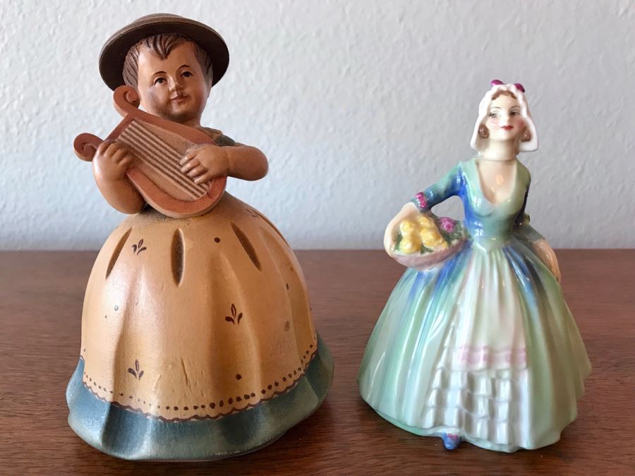 Vintage Royal Doulton Bone China 'Janet' Figurine 778640 And Wooden Anri Music Box Figurine With Reuge Swiss Movement Avril Au Portugal [Photo 2]
