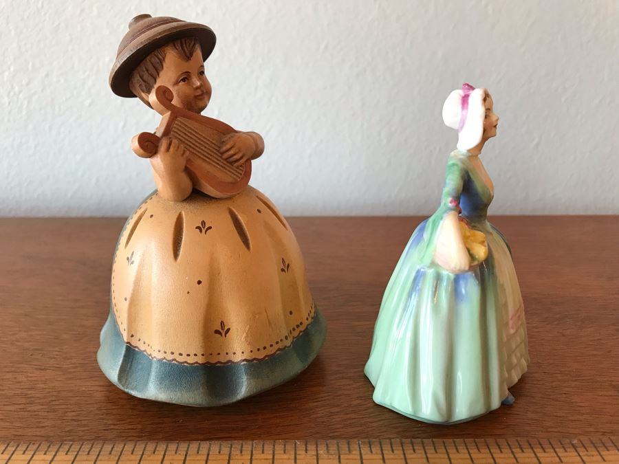 Vintage Royal Doulton Bone China 'Janet' Figurine 778640 And Wooden Anri Music Box Figurine With Reuge Swiss Movement Avril Au Portugal [Photo 5]