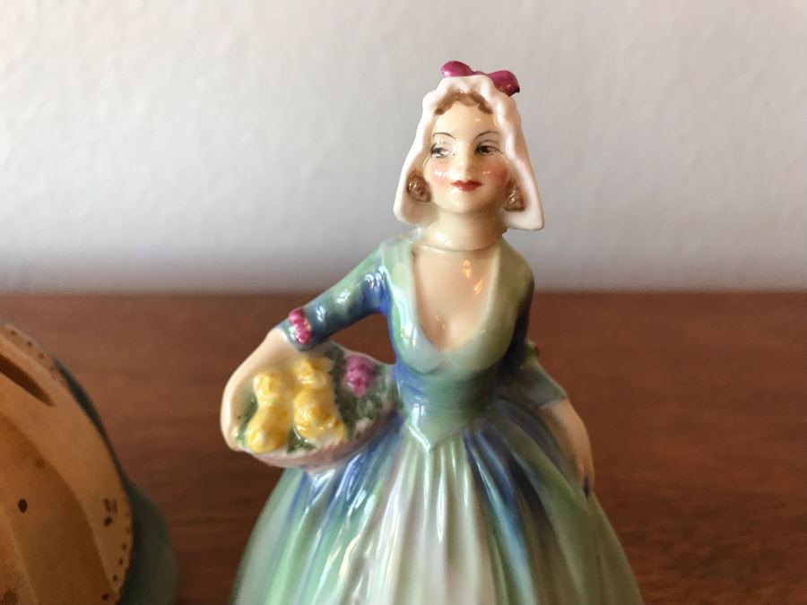 Vintage Royal Doulton Bone China 'Janet' Figurine 778640 And Wooden Anri Music Box Figurine With Reuge Swiss Movement Avril Au Portugal [Photo 4]