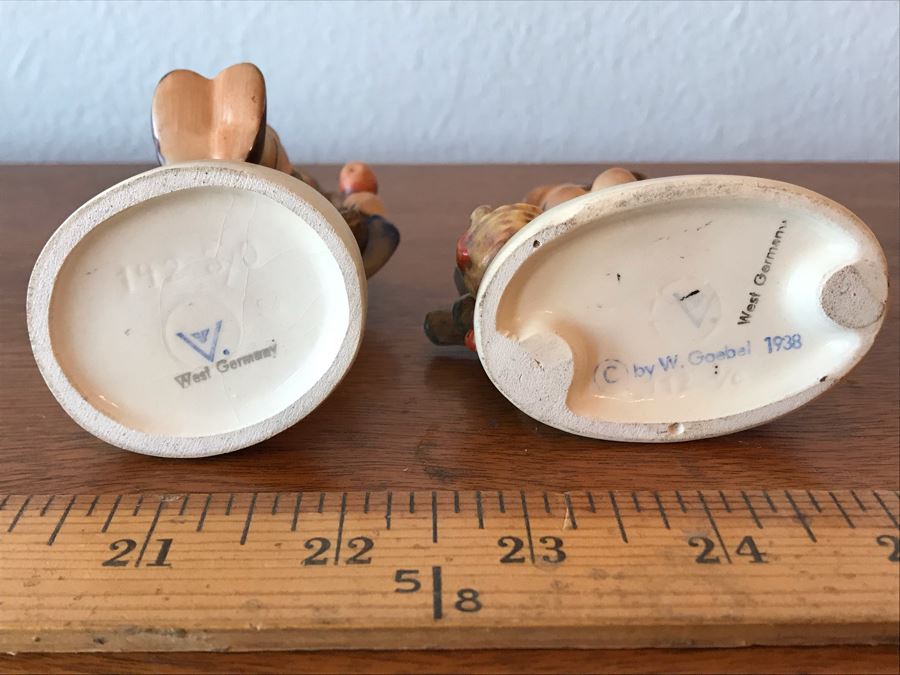 Pair Of Vintage German Hummel Figurines: Apple Tree Boy 142 3/0 And Just Resting 112 3/0 1938 [Photo 12]