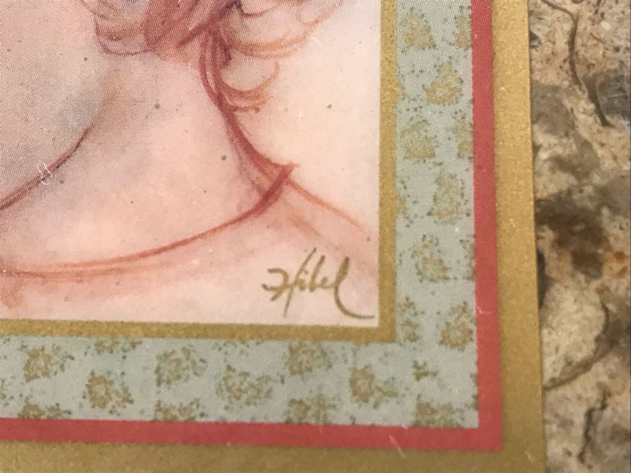 Pair Of Marble 'Edna Hibel' Artwork Trinket Boxes [Photo 6]