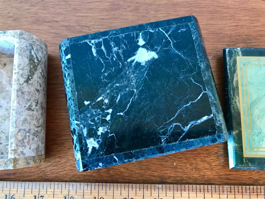 Pair Of Marble 'Edna Hibel' Artwork Trinket Boxes [Photo 11]