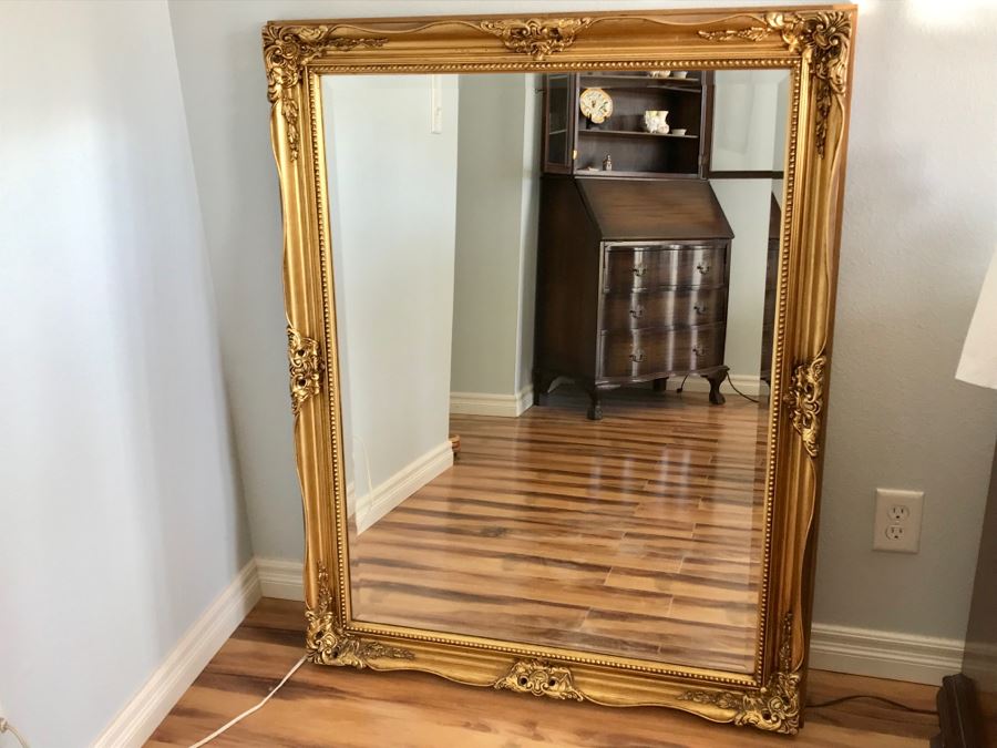 Stunning Gilded Beveled Glass Wall Mirror