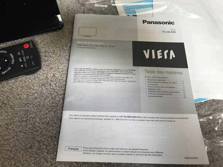 Panasonic 32' 720p 60Hz LCD HDTV Model TC-32LX44 [Photo 4]