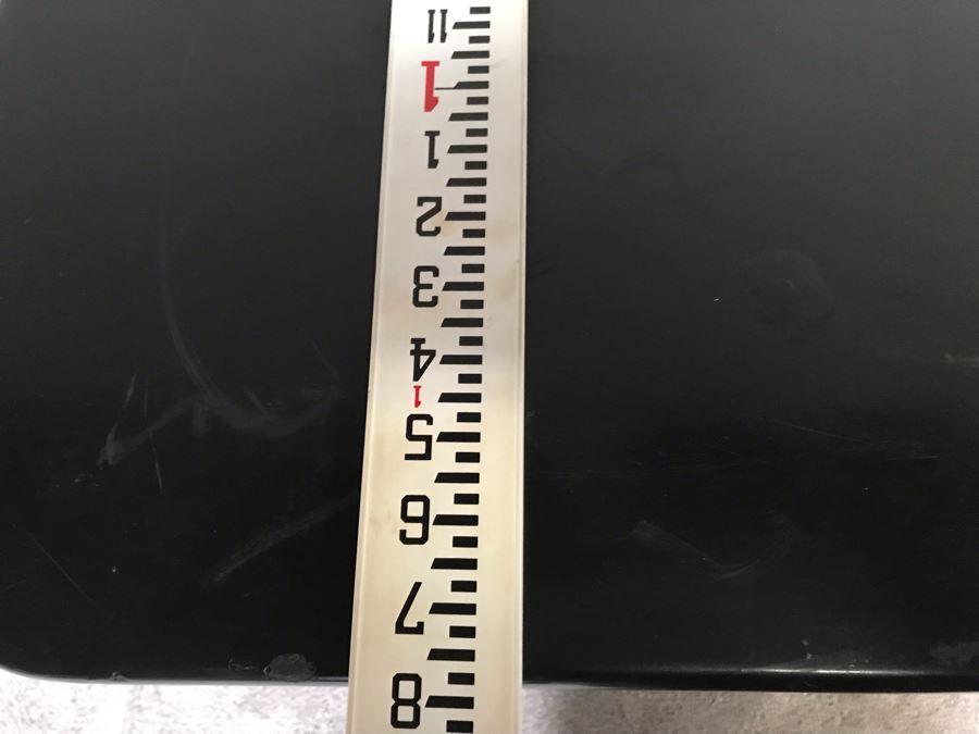 Mid-Century Bent Chrome Base Table With Black Top 28'W X 19'D X 21'H [Photo 10]