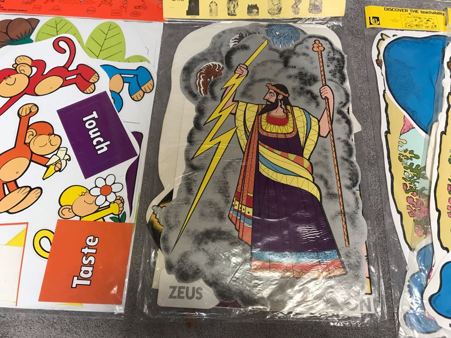 Collection Of (9) Vintage 1970s School Teaching Aides By Trend Including Outlaw Words, Ecologenie Wishes, Ecologenie Speaks, Oceanography, Greek Mythology, Shapes And Senses Mobile And Mother Goose Mobile [Photo 15]