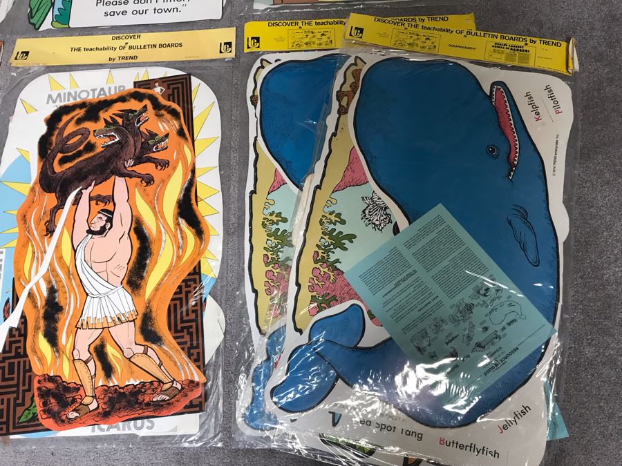 Collection Of (9) Vintage 1970s School Teaching Aides By Trend Including Outlaw Words, Ecologenie Wishes, Ecologenie Speaks, Oceanography, Greek Mythology, Shapes And Senses Mobile And Mother Goose Mobile [Photo 9]