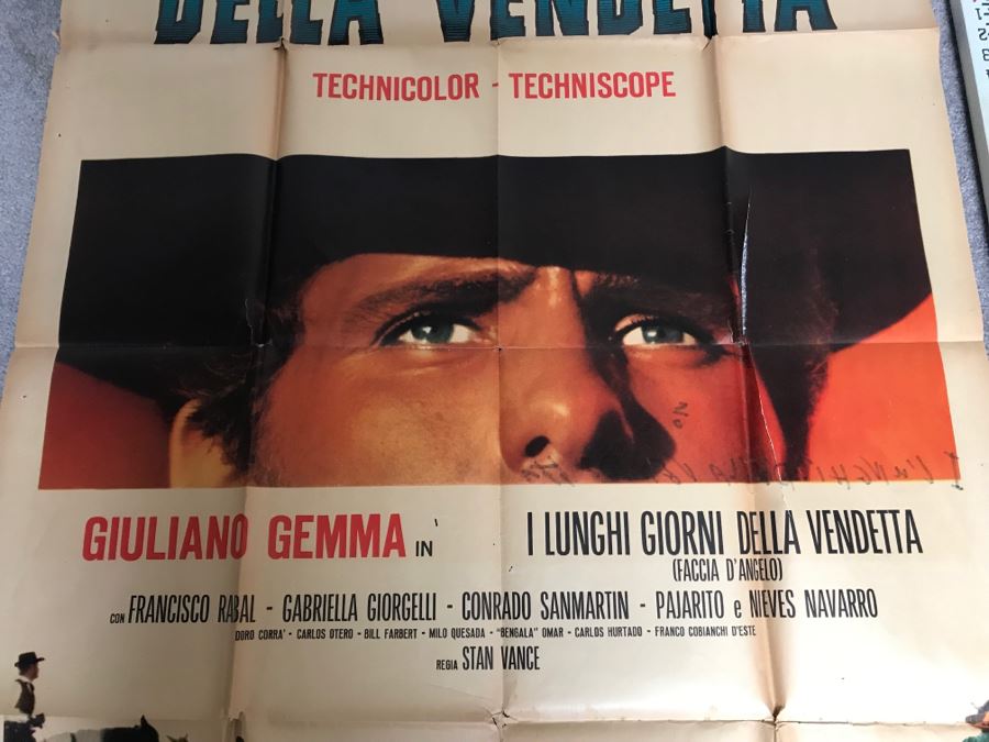 Vintage 1966 Foreign Movie Poster I Lunchi Giorni Della Vendetta Giuliano Gemma 39' X 45' [Photo 8]