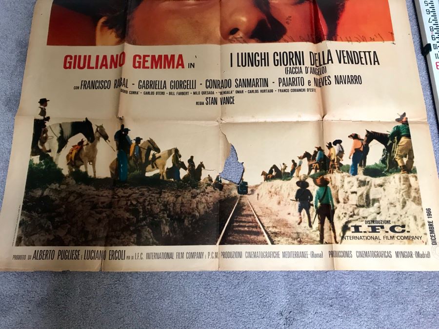 Vintage 1966 Foreign Movie Poster I Lunchi Giorni Della Vendetta Giuliano Gemma 39' X 45' [Photo 3]