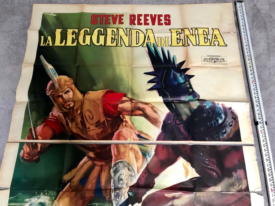 Vintage 1962 2-Piece Foreign Movie Poster La Leggenda Di Enea Steve Reeves 54' X 77' [Photo 2]
