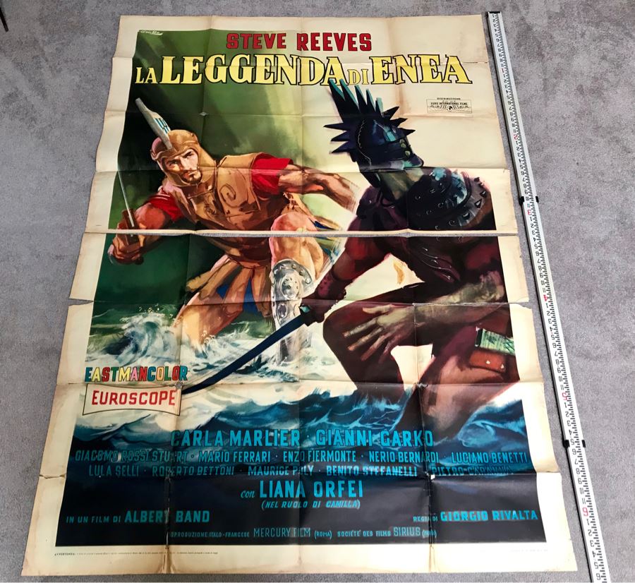 Vintage 1962 2-Piece Foreign Movie Poster La Leggenda Di Enea Steve Reeves 54' X 77' [Photo 1]