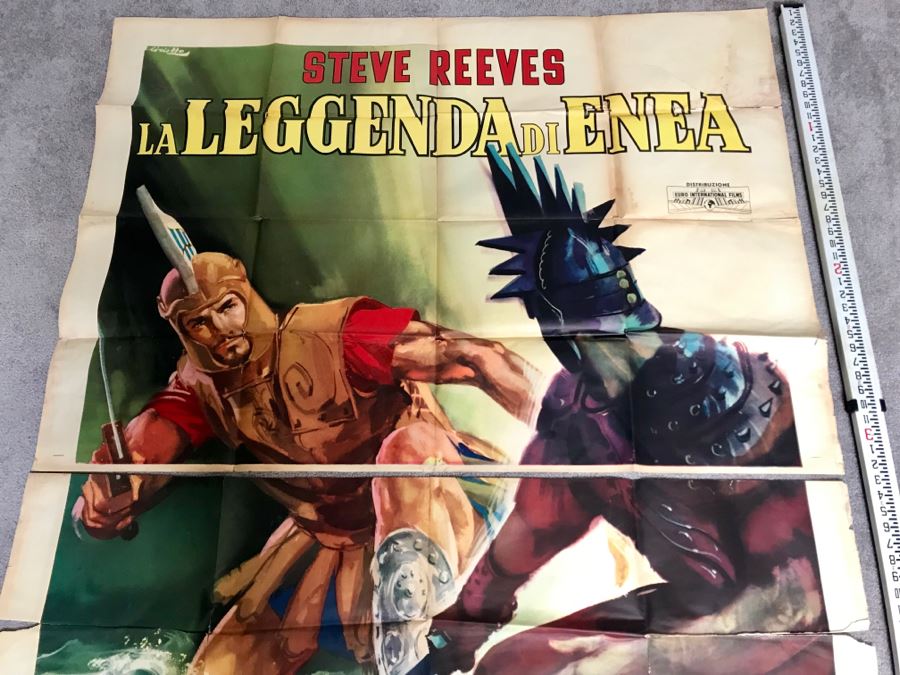 Vintage 1962 2-Piece Foreign Movie Poster La Leggenda Di Enea Steve Reeves 54' X 77' [Photo 3]