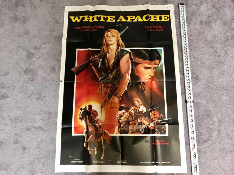 Vintage 1986 Foreign Movie Poster White Apache 38' X 54'