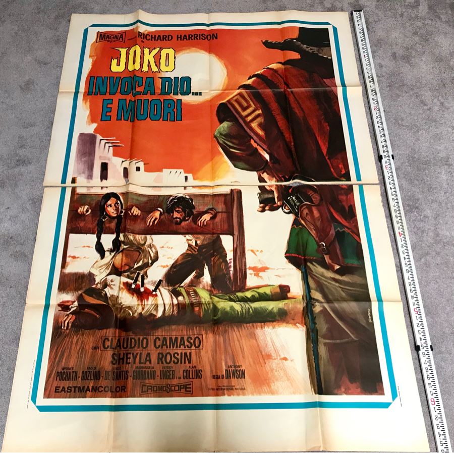 Vintage 1968 2-Piece Foreign Movie Poster Joko Invoca Dio... E Muori 54' X 78'