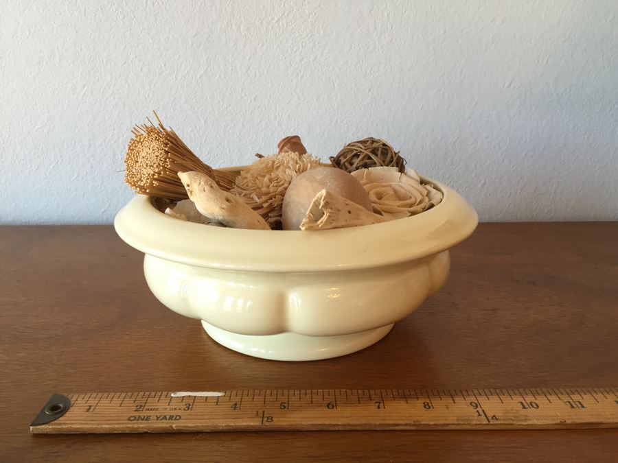 Shell Table Lamp (Retailed For $160), Haeger USA Pottery Bowl Filled With Various Decor Objects And Faux Decorative Shell [Photo 3]