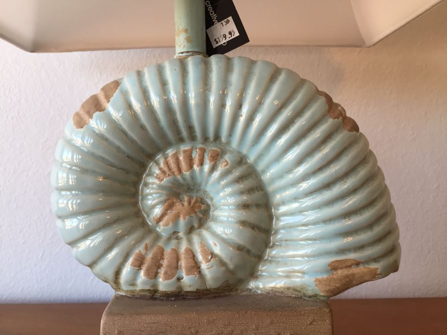 Shell Table Lamp (Retailed For $160), Haeger USA Pottery Bowl Filled With Various Decor Objects And Faux Decorative Shell [Photo 14]