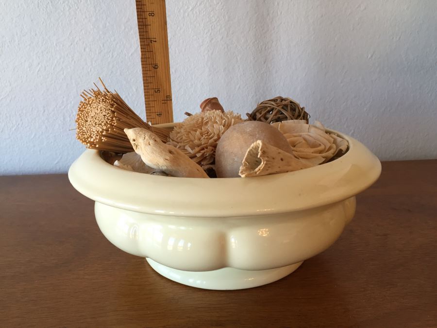 Shell Table Lamp (Retailed For $160), Haeger USA Pottery Bowl Filled With Various Decor Objects And Faux Decorative Shell [Photo 4]