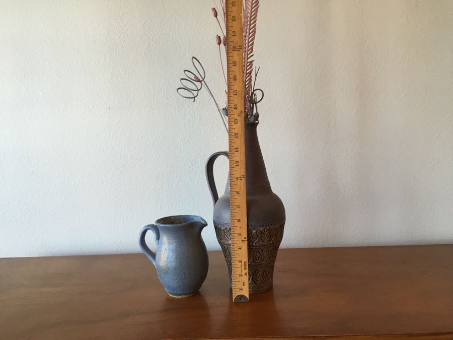 Signed Mid-Century Pottery Pitcher And Italian Pottery Vessel Pitcher [Photo 2]
