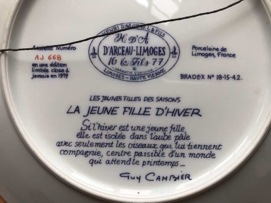 Set Of (3) Limoges France Painted Limited Edition 9' Plates Henri D'Arceau L & Fils By Guy Cambier [Photo 14]