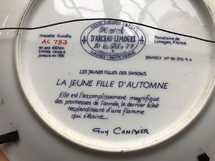 Set Of (3) Limoges France Painted Limited Edition 9' Plates Henri D'Arceau L & Fils By Guy Cambier [Photo 17]