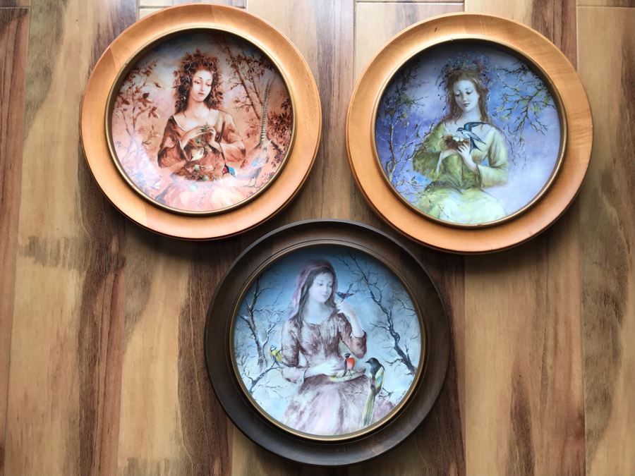 Set Of (3) Limoges France Painted Limited Edition 9' Plates Henri D'Arceau L & Fils By Guy Cambier