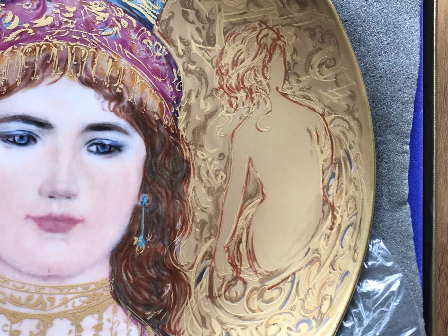 Set Of (3) Edna Hibel Limited Edition 'The David Series' Plates: Bathsheba, Wedding Of David & Bathsheba And David Bathsheba & Solomon (2) Shadowbox Framed And (1) With Original Hibel Box And Cert [Photo 13]