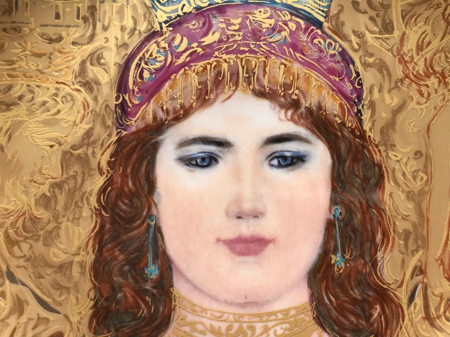 Set Of (3) Edna Hibel Limited Edition 'The David Series' Plates: Bathsheba, Wedding Of David & Bathsheba And David Bathsheba & Solomon (2) Shadowbox Framed And (1) With Original Hibel Box And Cert [Photo 6]