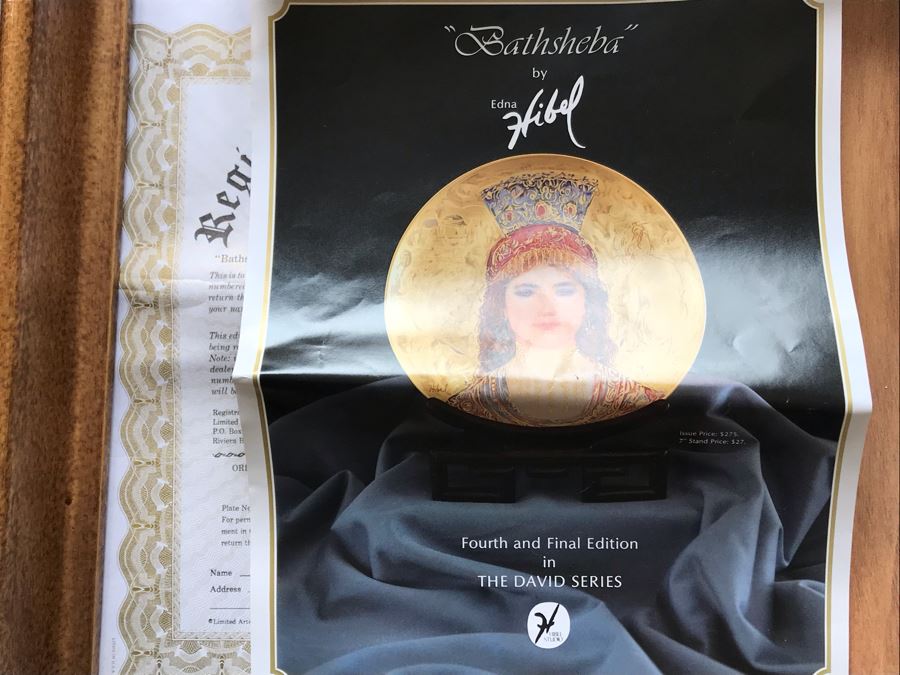Set Of (3) Edna Hibel Limited Edition 'The David Series' Plates: Bathsheba, Wedding Of David & Bathsheba And David Bathsheba & Solomon (2) Shadowbox Framed And (1) With Original Hibel Box And Cert [Photo 14]