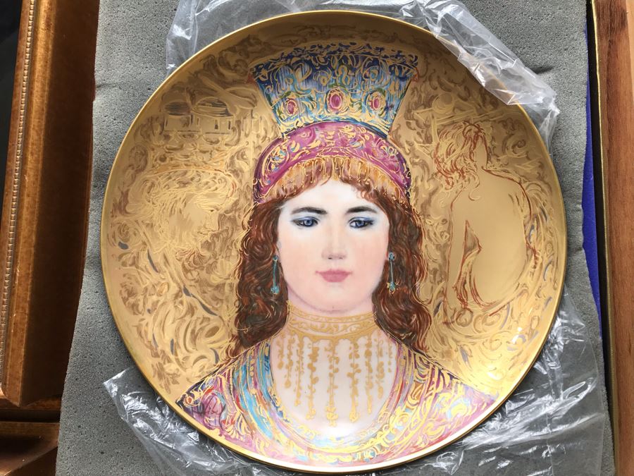 Set Of (3) Edna Hibel Limited Edition 'The David Series' Plates: Bathsheba, Wedding Of David & Bathsheba And David Bathsheba & Solomon (2) Shadowbox Framed And (1) With Original Hibel Box And Cert [Photo 3]