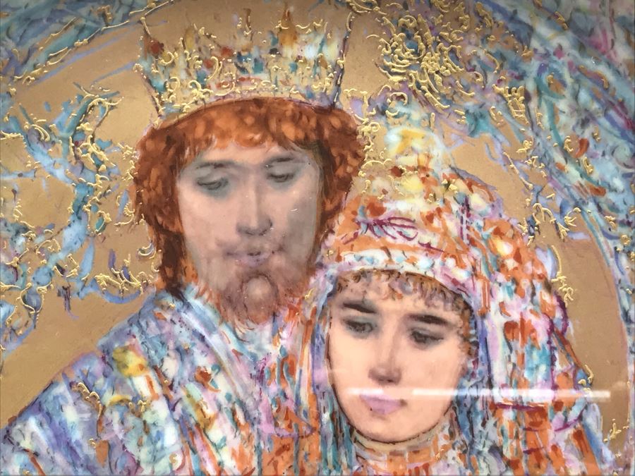 Set Of (3) Edna Hibel Limited Edition 'The David Series' Plates: Bathsheba, Wedding Of David & Bathsheba And David Bathsheba & Solomon (2) Shadowbox Framed And (1) With Original Hibel Box And Cert [Photo 18]