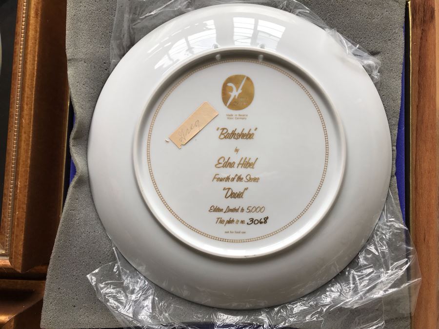 Set Of (3) Edna Hibel Limited Edition 'The David Series' Plates: Bathsheba, Wedding Of David & Bathsheba And David Bathsheba & Solomon (2) Shadowbox Framed And (1) With Original Hibel Box And Cert [Photo 10]