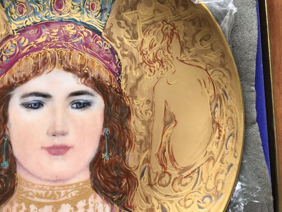 Set Of (3) Edna Hibel Limited Edition 'The David Series' Plates: Bathsheba, Wedding Of David & Bathsheba And David Bathsheba & Solomon (2) Shadowbox Framed And (1) With Original Hibel Box And Cert [Photo 8]