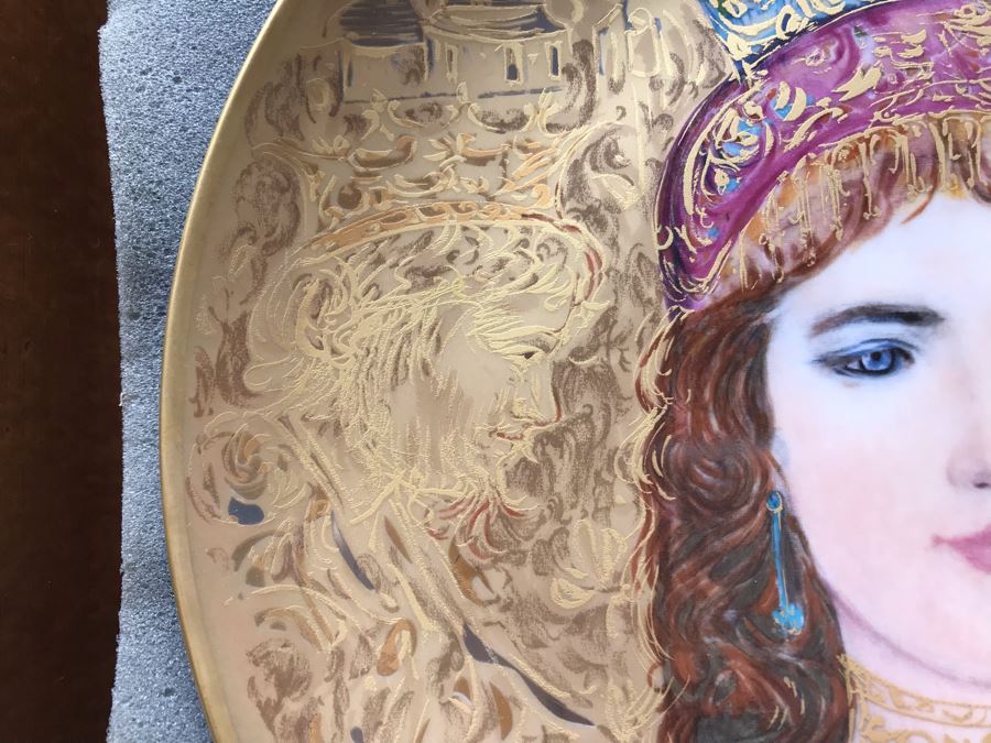 Set Of (3) Edna Hibel Limited Edition 'The David Series' Plates: Bathsheba, Wedding Of David & Bathsheba And David Bathsheba & Solomon (2) Shadowbox Framed And (1) With Original Hibel Box And Cert [Photo 7]