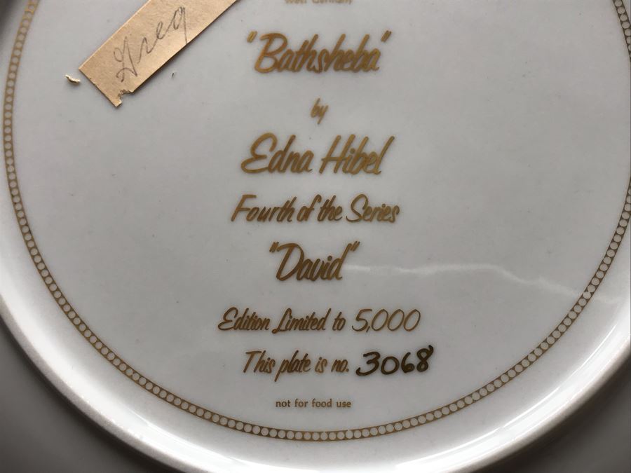 Set Of (3) Edna Hibel Limited Edition 'The David Series' Plates: Bathsheba, Wedding Of David & Bathsheba And David Bathsheba & Solomon (2) Shadowbox Framed And (1) With Original Hibel Box And Cert [Photo 12]