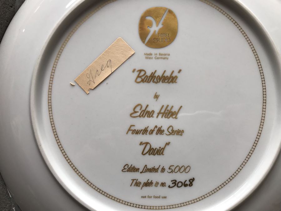 Set Of (3) Edna Hibel Limited Edition 'The David Series' Plates: Bathsheba, Wedding Of David & Bathsheba And David Bathsheba & Solomon (2) Shadowbox Framed And (1) With Original Hibel Box And Cert [Photo 11]