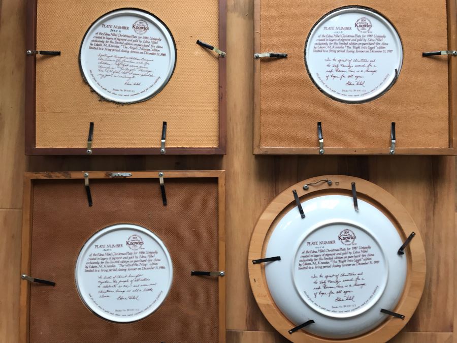 Set Of (4) Edna Hibel Limited Edition Christmas Plates 9': 1985, 1986 And (2) 1987 [Photo 27]