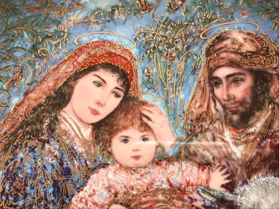 Set Of (4) Edna Hibel Limited Edition Christmas Plates 9': 1985, 1986 And (2) 1987 [Photo 15]