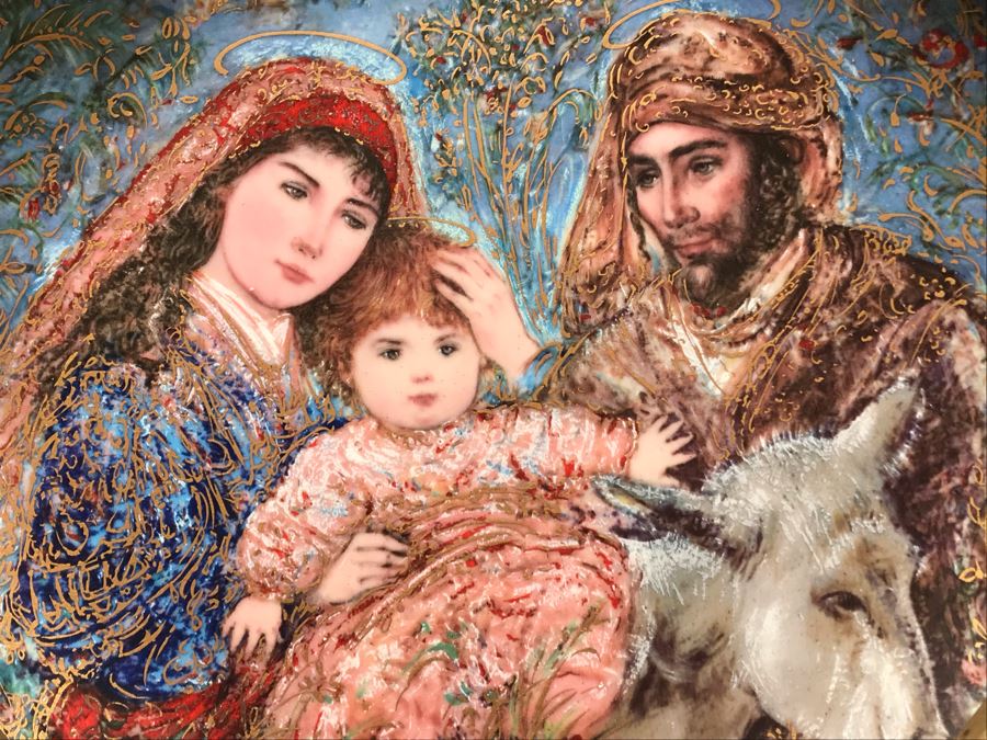 Set Of (4) Edna Hibel Limited Edition Christmas Plates 9': 1985, 1986 And (2) 1987 [Photo 6]