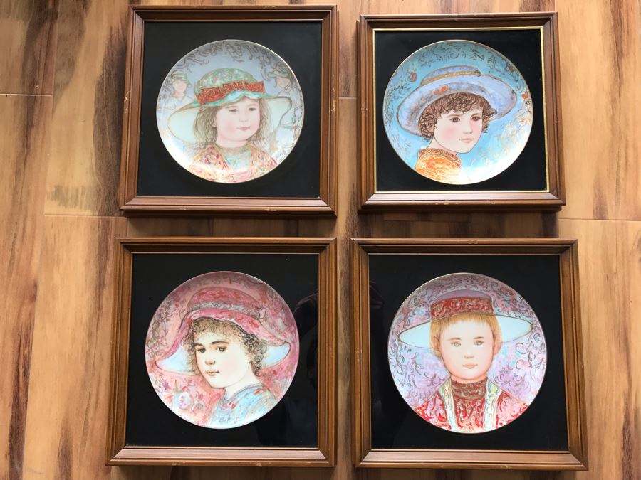 Set Of (4) 1984 Edna Hibel Limited Edition 'A Tribute To All Children' Plates: Giselle, Gerard, Todd And Wendy