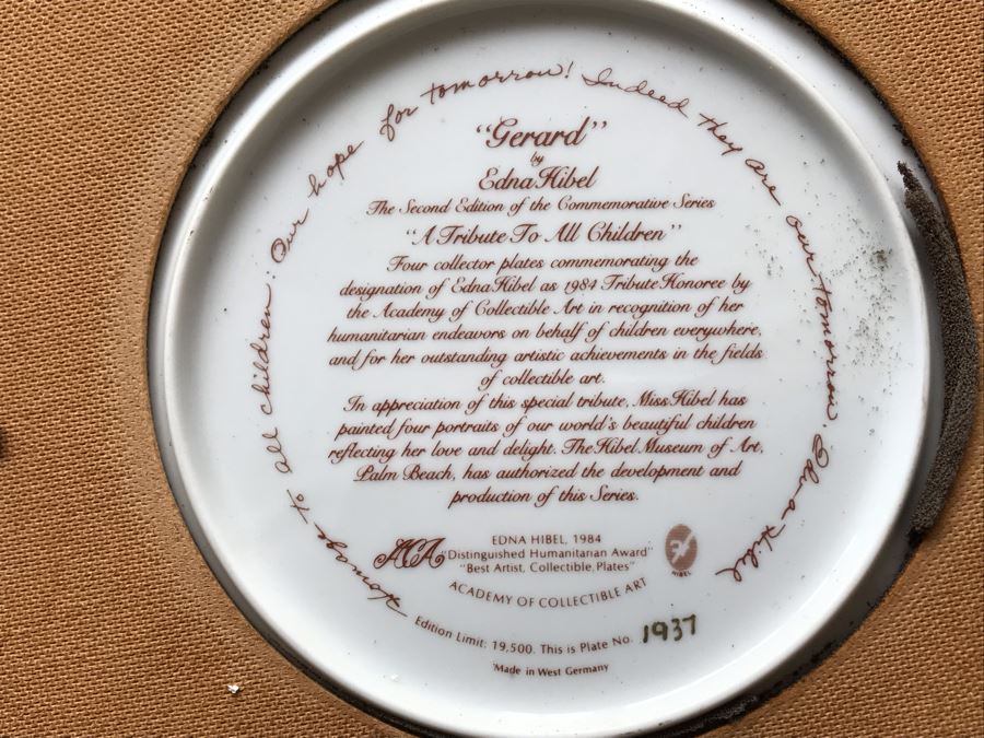 Set Of (4) 1984 Edna Hibel Limited Edition 'A Tribute To All Children' Plates: Giselle, Gerard, Todd And Wendy [Photo 20]