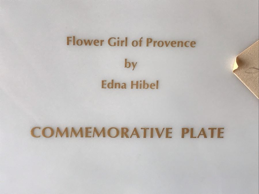 Edna Hibel Commemorative Plate 'Flower Girl Of Provence' 13 1/4' With Wooden Display Stand [Photo 10]